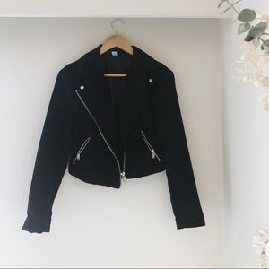 Faux Suede Black Moto Jacket